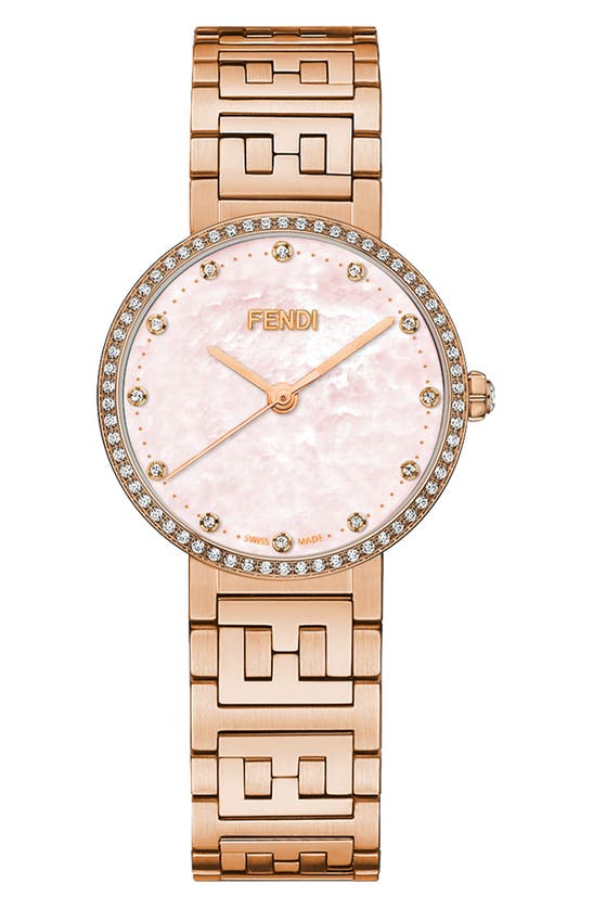 Fendi Forever Diamond Swiss Quartz Bracelet Watch, 29mm In Rosegold