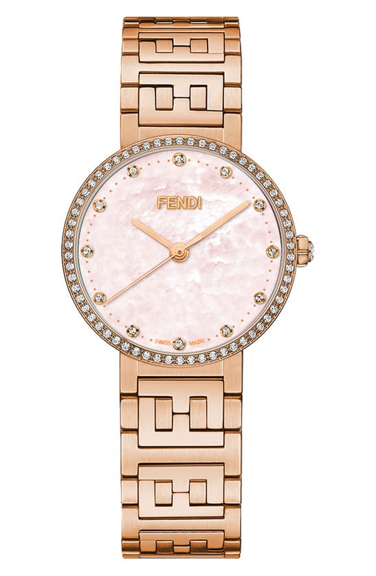 Fendi Forever  Diamond Swiss Quartz Bracelet Watch, 29mm In Gold