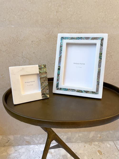 Anaya Rainbow Pearl Marble Picture Frames In White