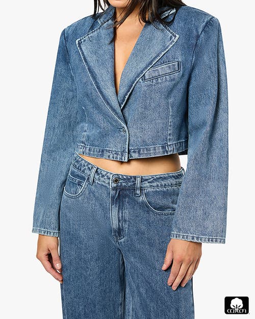 Weworewhat Cropped Blazer Jacket In Mid/dark Light