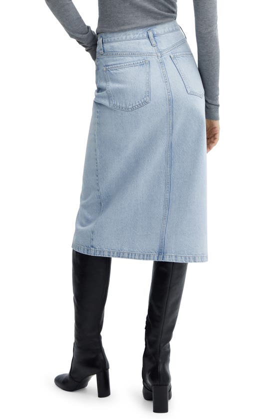 Shop Mango Denim Midi Skirt In Light Blue