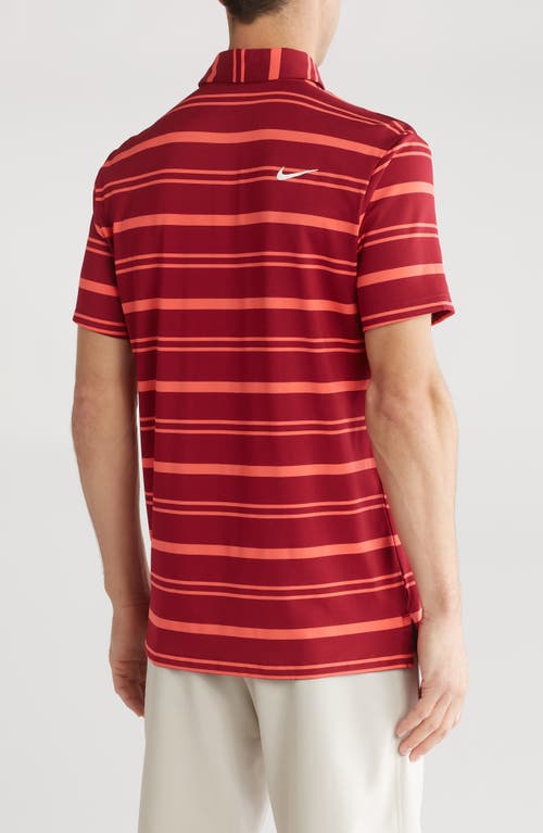 Shop Nike Golf Tour Stripe Golf Polo In Noble Red/ember Glow/white