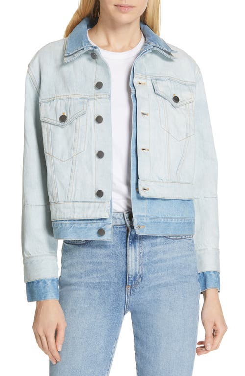 Alice + Olivia Jeans Two-Tone Double Denim Jacket in Spring Personality