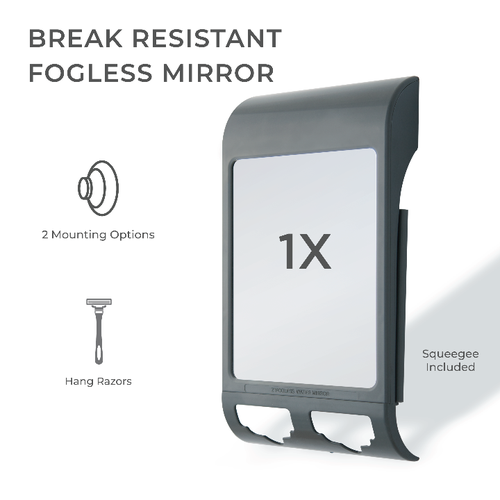 ZADRO ZADRO FOGLESS SHOWER MIRROR WITH RAZOR HOLDER & SQUEEGEE
