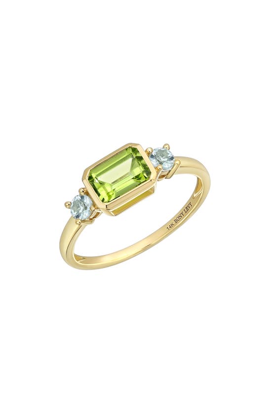 Shop Bony Levy 14k Gold Semiprecious Stone Stackable Ring In 14k Yg Peridot Blue Topaz