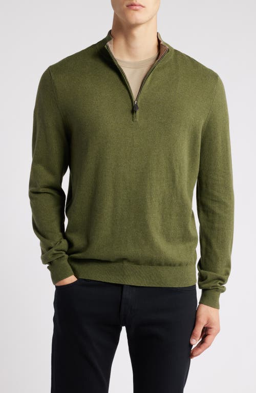 Scott Barber Cotton & Cashmere Quarter Zip Sweater in Sage 