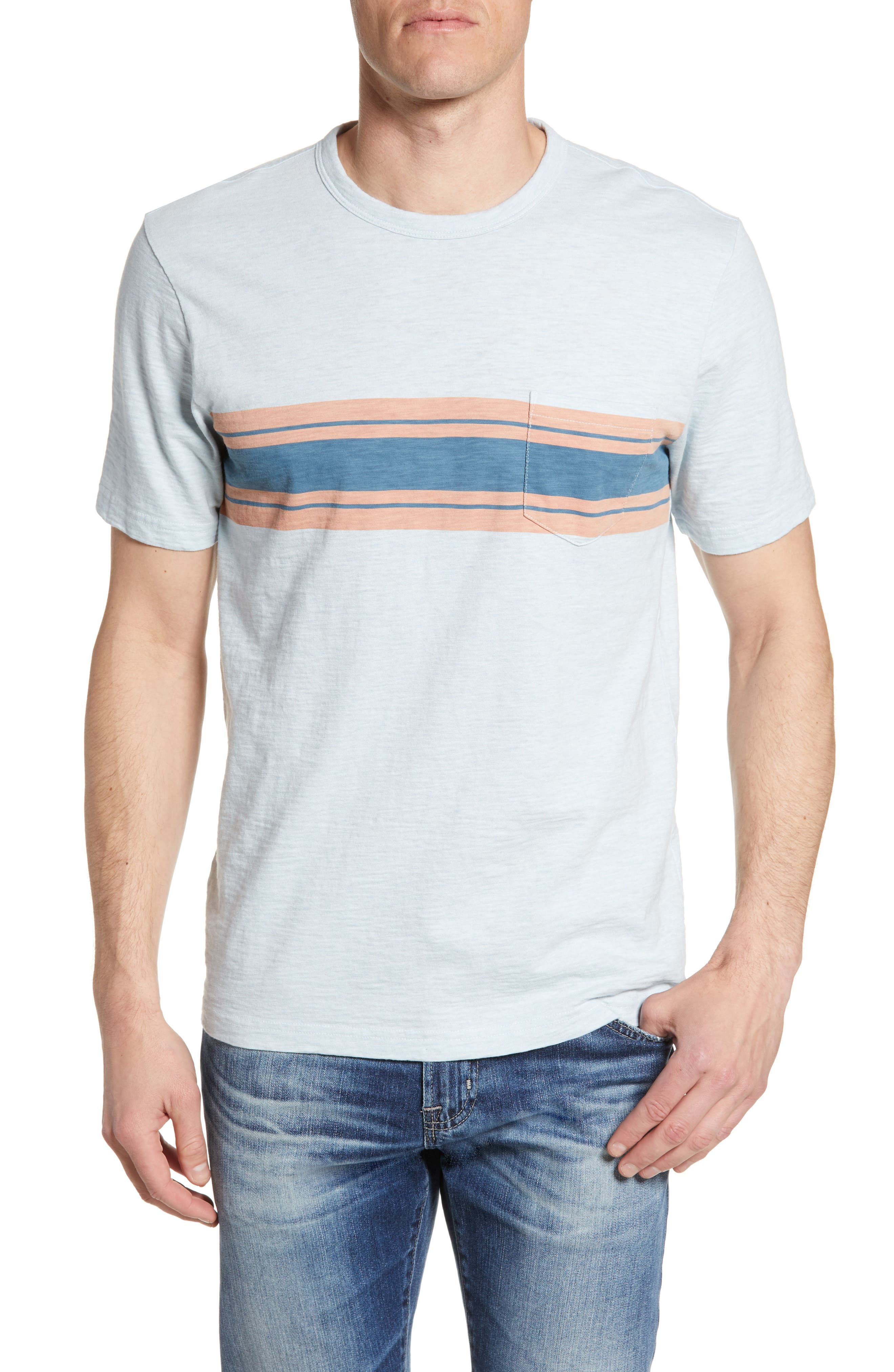 Faherty Surf Stripe Pocket T-Shirt, Blue