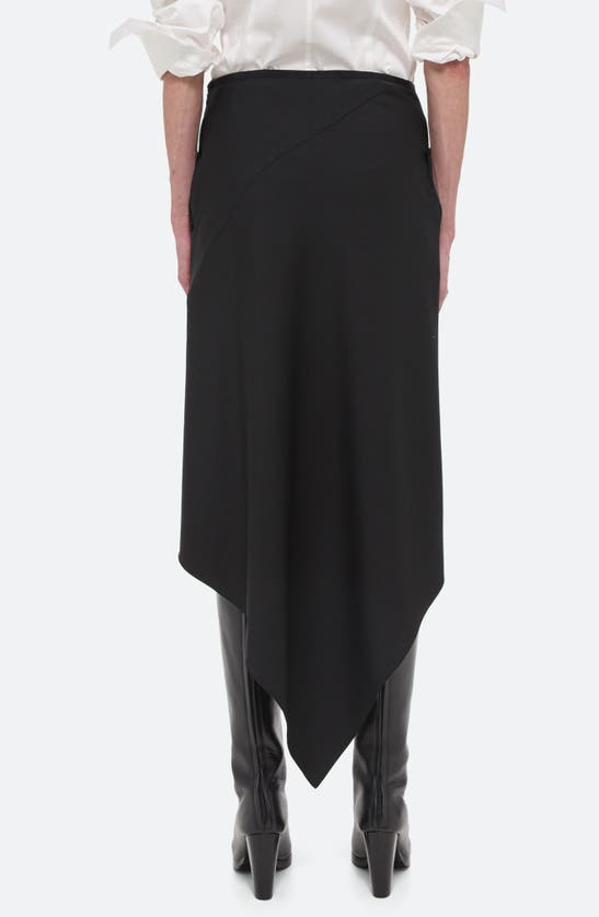 Shop Helmut Lang Scarf Hem Virgin Wool Maxi Skirt In Black