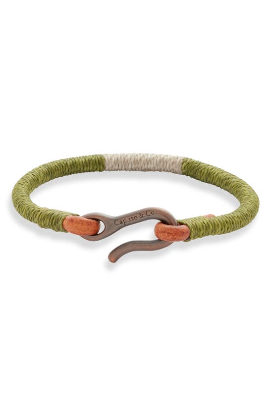 Shop Caputo & Co Hand Wrapped Leather Bracelet In Olive Combo