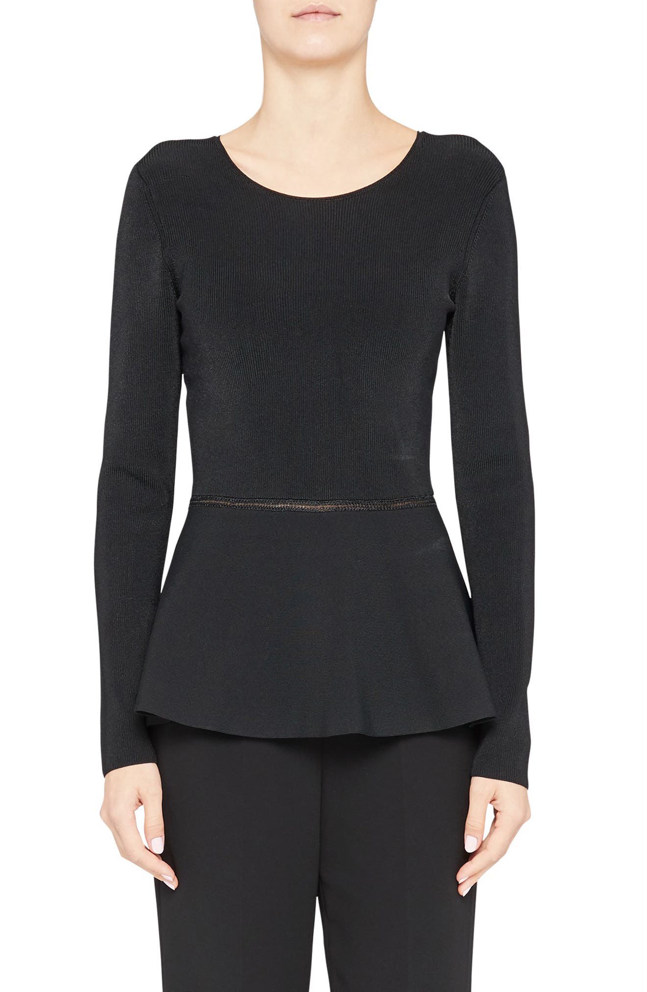 black long sleeve peplum top