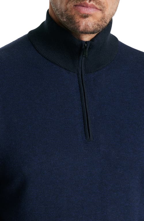 Shop John Varvatos Grand Birdseye Half-zip Cotton & Cashmere Pullover In Navy