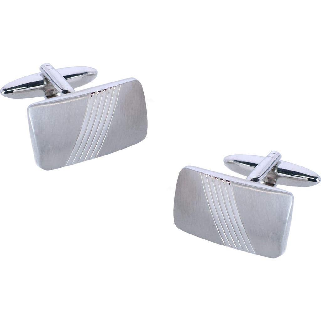 Trafalgar Men's Diagonal Detailed Rhodium Cufflinks In Silver