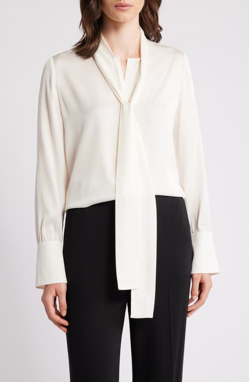 Shop Kobi Halperin Tie Neck Stretch Silk Shirt In Ivory