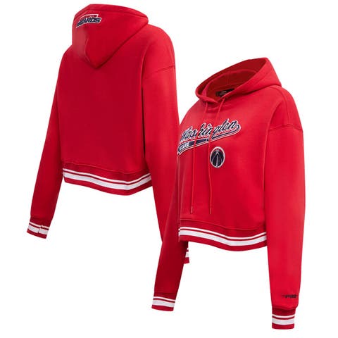 Women's Pro Standard Red Washington Wizards Script Tail Cropped Pullover Hoodie