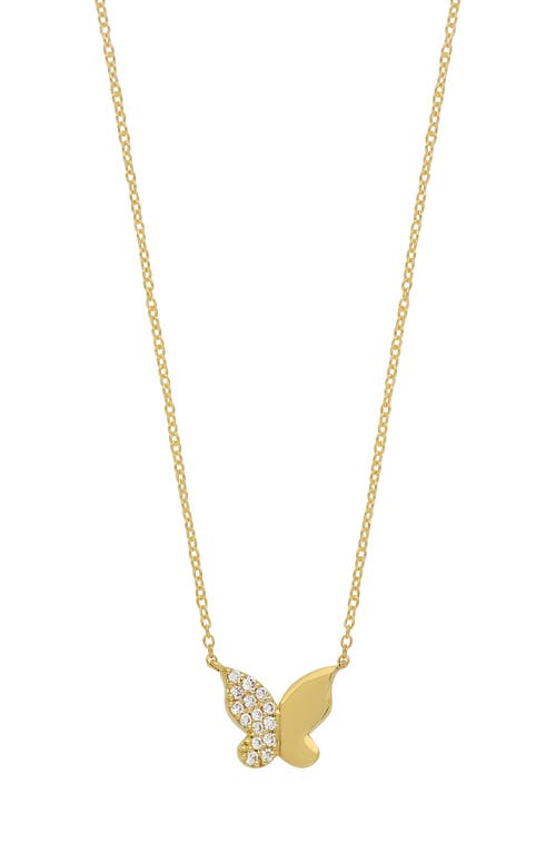 Pavé Diamond Butterfly Pendant Necklace in 18K Yellow Gold