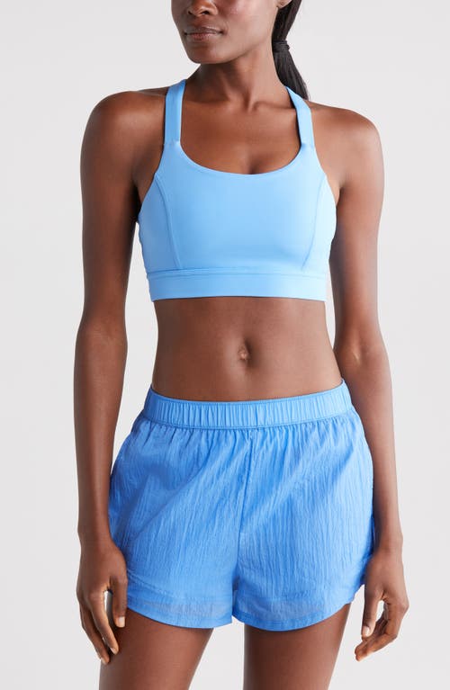 Shop Zella Studio Luxe Lite Court Sports Bra In Blue Lapis