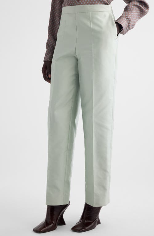 Shop Dries Van Noten Prati Satin Straight Leg Pants In Mint