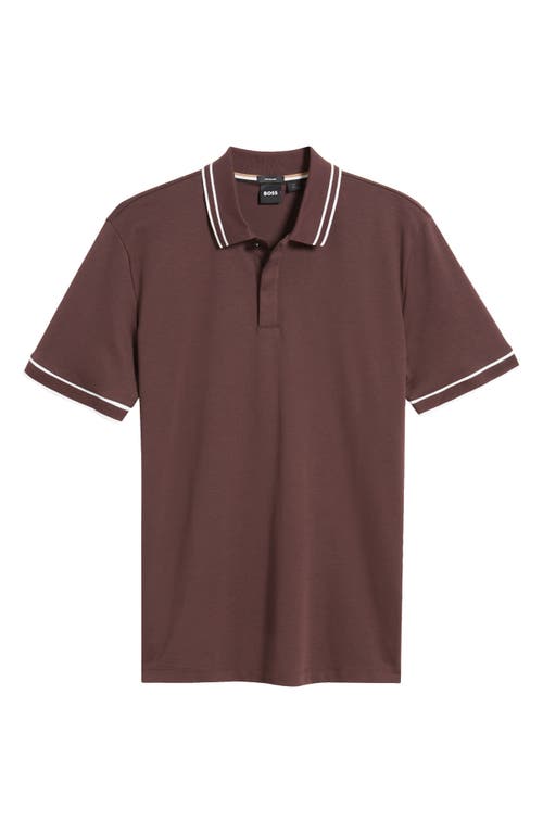 Shop Hugo Boss Boss Parlay Tipped Cotton Polo In Open Red