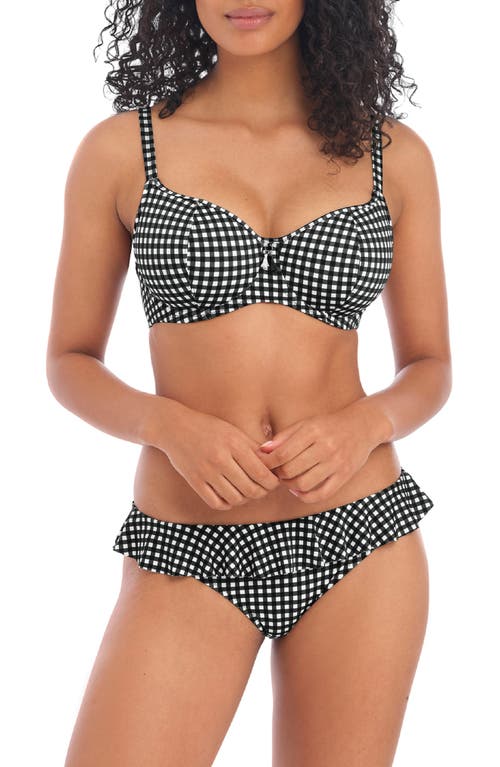 Freya Check Underwire Sweetheart Bikini Top Monochrome at Nordstrom,