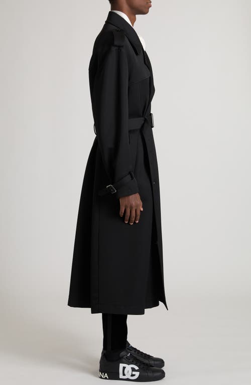 Shop Dolce & Gabbana Dolce&gabbana Oversize Gabardine Trench Coat In Nero