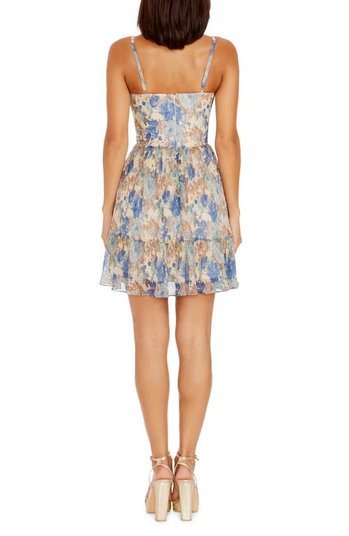 Dress The Population Marlow Fit & Flare Minidress In Cobalt Multi