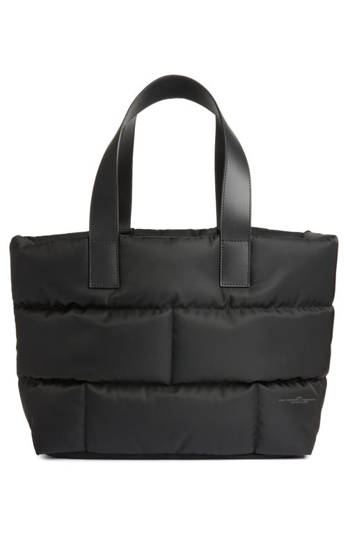 Frame Plaque Nylon Quilted Tote In Noir