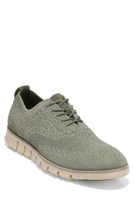 Cole Haan Zerogrand Stitchlite Wing Oxford In Dusty Olive/ Ch Oat