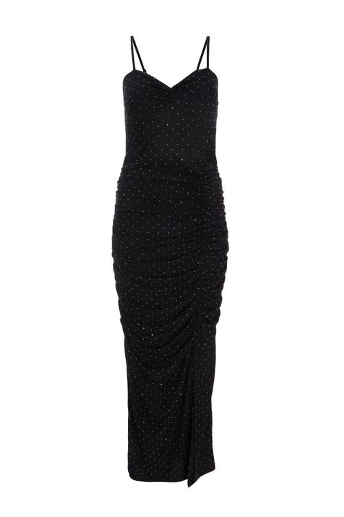 Shop Quiz Hotfix Mesh Strappy Maxi Dress In Black