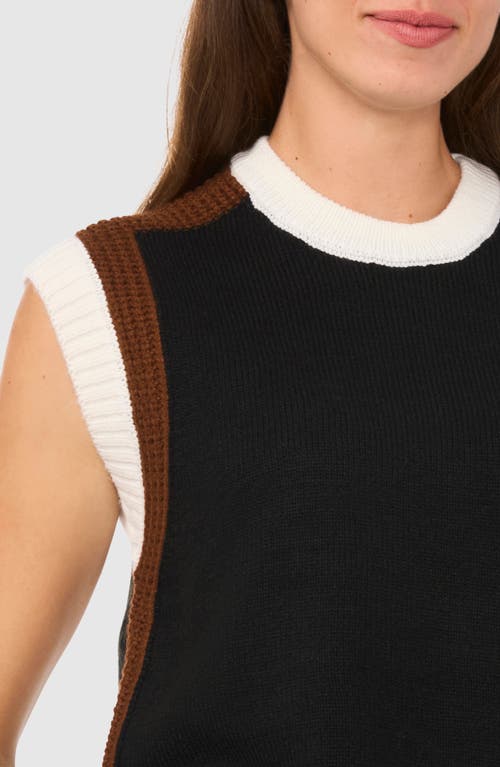 Shop Halogenr Halogen(r) Colorblock Crewneck Sweater Vest In Rich Black