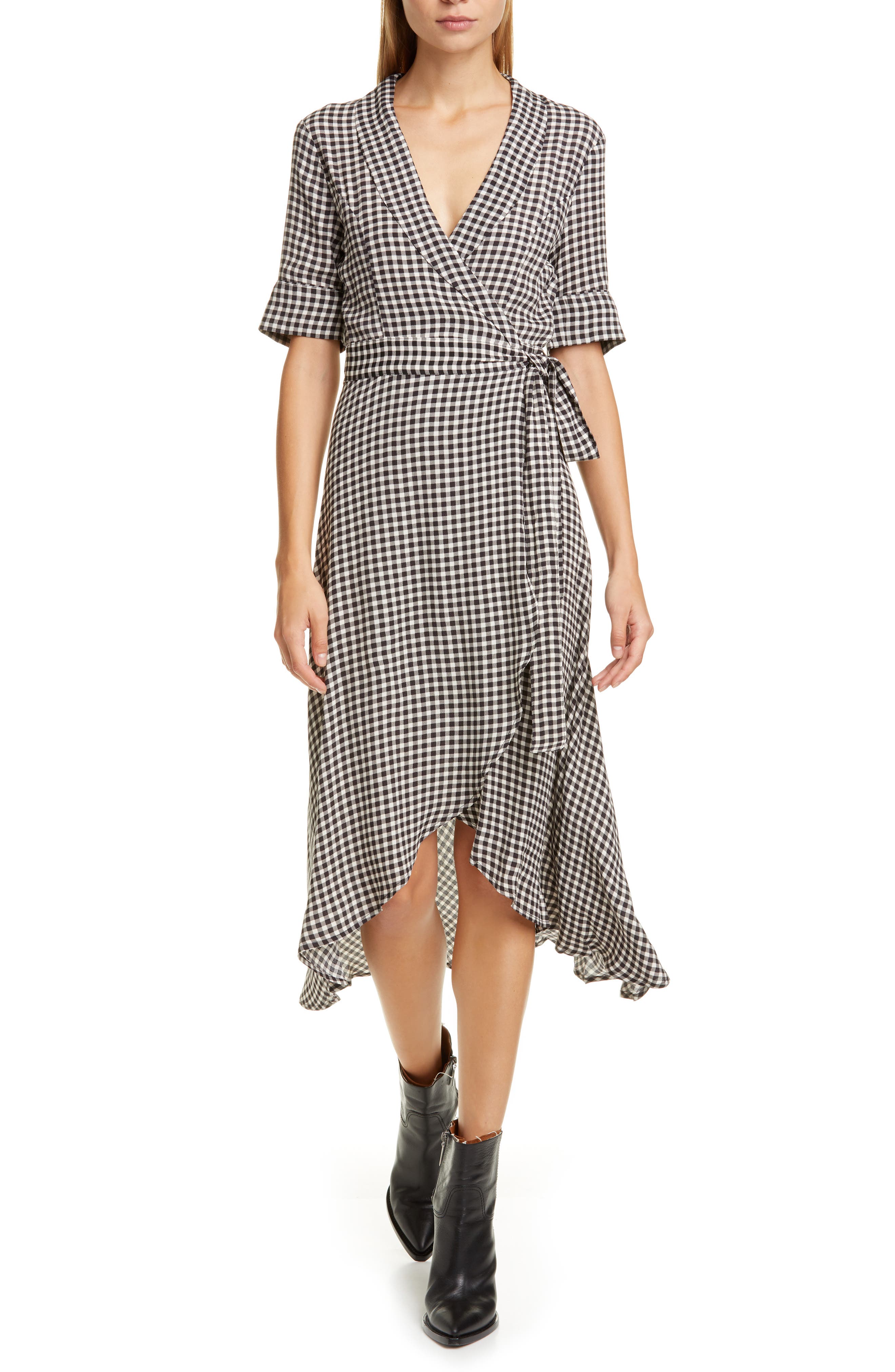 wrap gingham dress