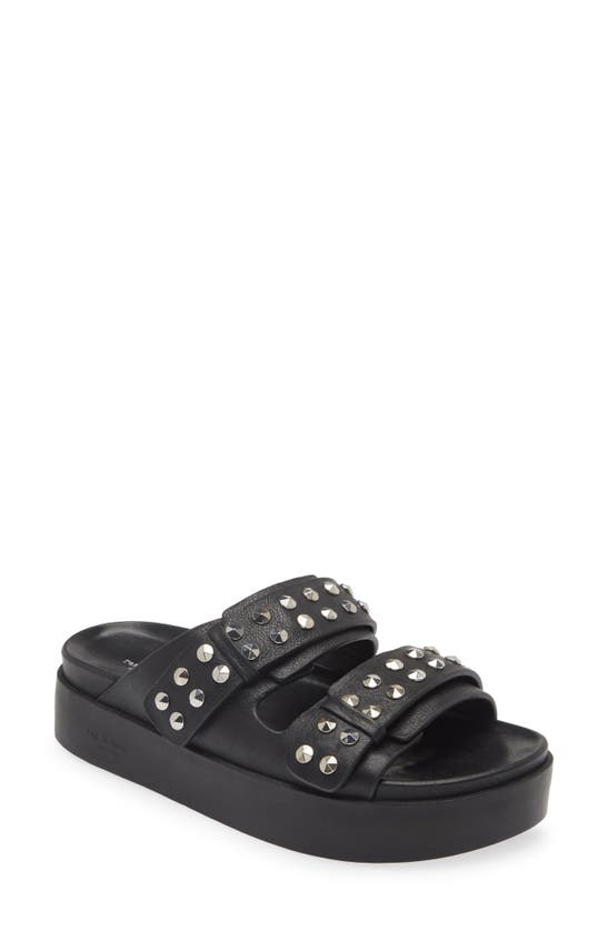 Shop Rag & Bone Geo Stud Platform Slide Sandal In Black