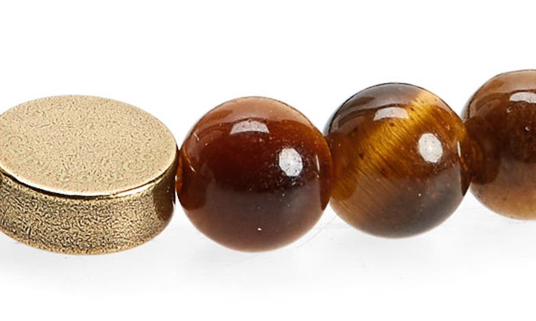 Caputo & Co Evil Eye Beaded Stretch Bracelet In Tiger Eye