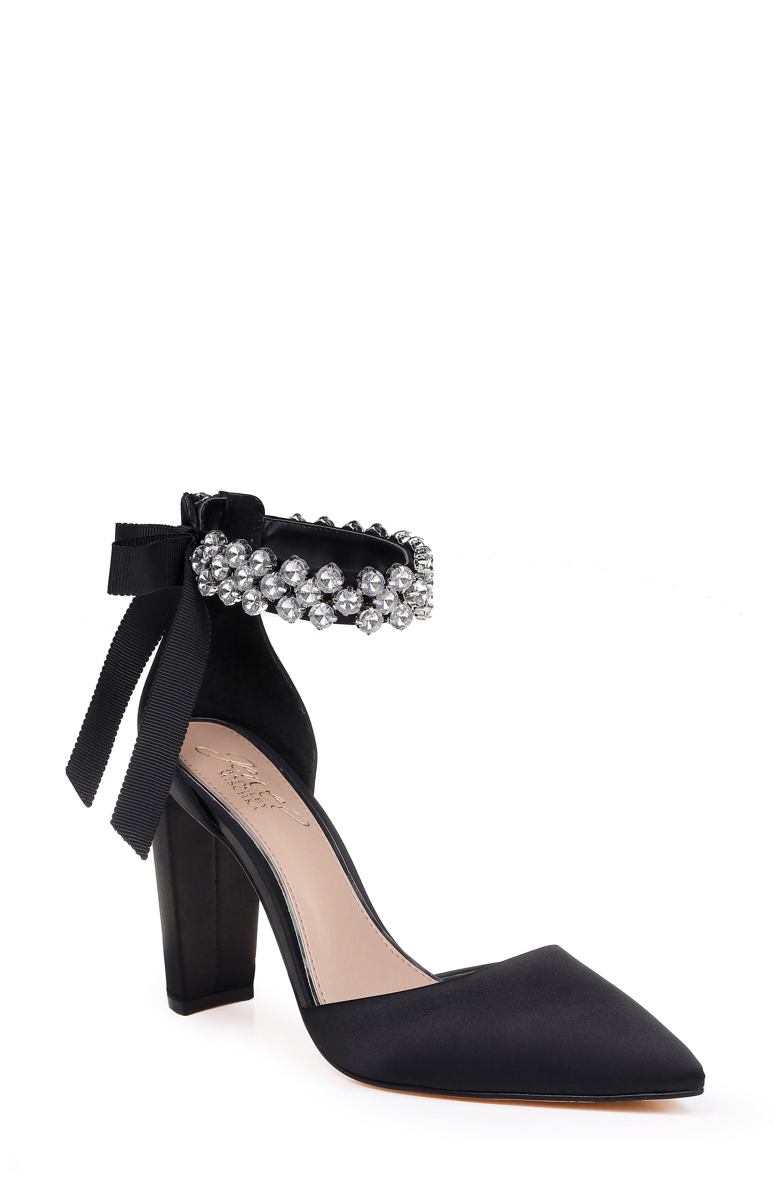 Jewel Badgley Mischka Deirdra Ankle Strap Pump- Black