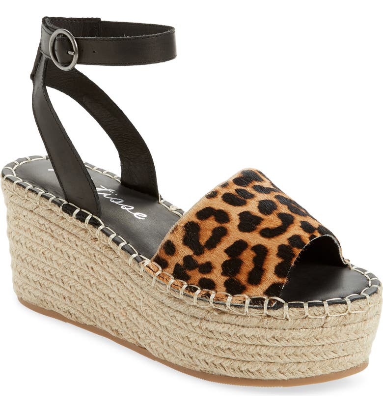 MATISSE Trapeze Ankle Strap Platform Sandal, Main, color, BLACK CALF HAIR