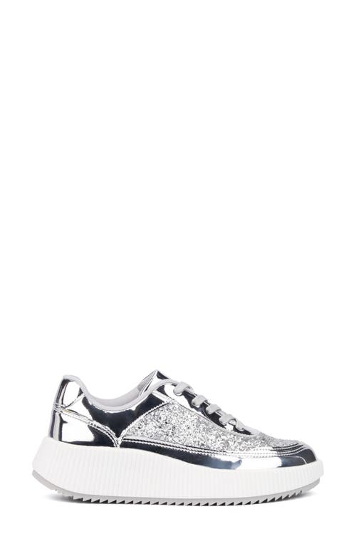 New York And Company Tana Platform Sneaker In Silver Glitter