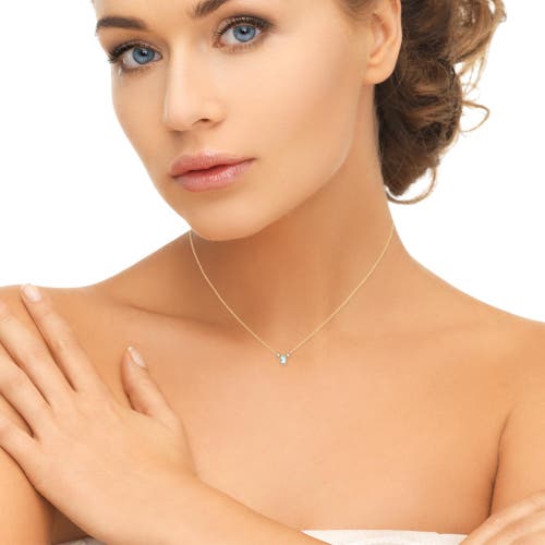 Shop Luvmyjewelry Emerald Cut Aquamarine & Diamond Birthstone Necklace In Yellow Gold