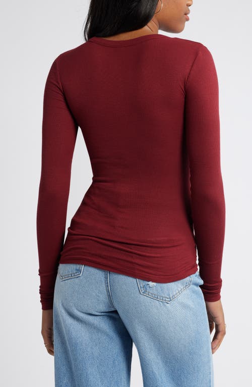 Bp. Ribbed Long Sleeve T-shirt In Red Grape