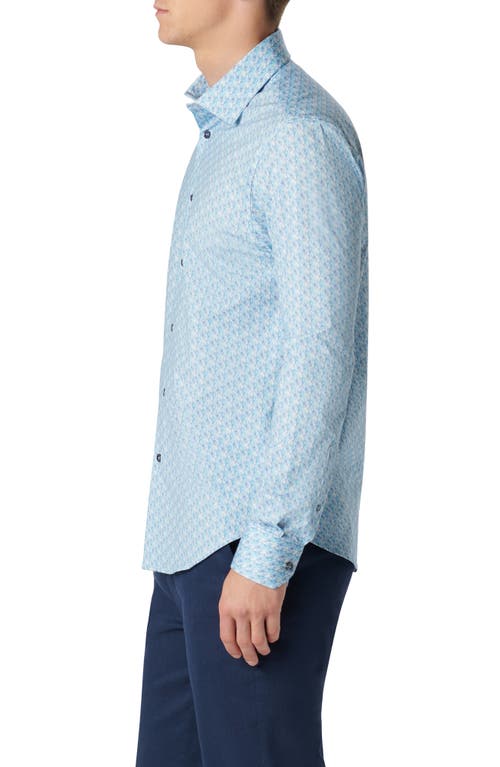 Shop Bugatchi James Ooohcotton® Abstract Print Button-up Shirt In Aqua