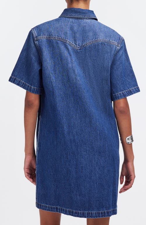 Shop Madewell Oversize Short Sleeve Denim Shirtdress In Santee Wash