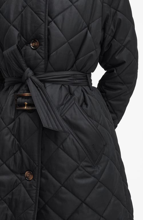 Shop Barbour Cordelia Quilted Longline Jacket In Black