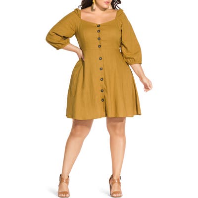 Plus Size City Chic Summer Fling Dress, Yellow