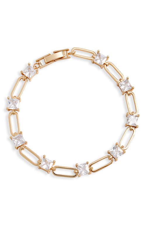 Cubic Zirconia Open Link Bracelet in Clear- Gold