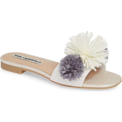 Karl Lagerfeld Paris Rainey Slide Sandal- White