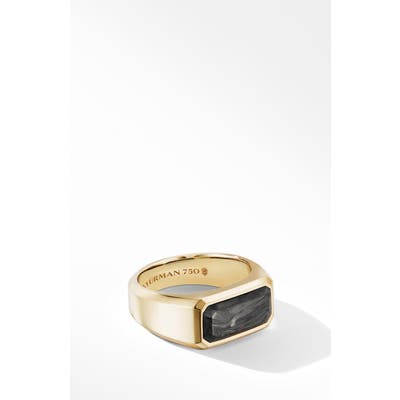 David Yurman Forged Carbon Signet Ring In 18K Yellow Gold