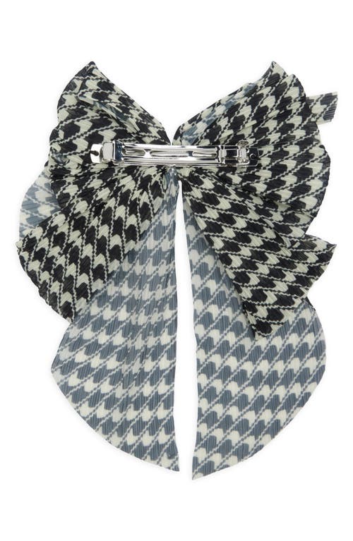 Shop Tasha Imitation Pearl Printed Bow Barrette In Black/cream