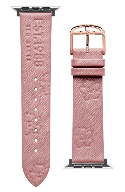 Ted Baker London Debossed Saffiano Leather Apple Watch® Watchband in Pink
