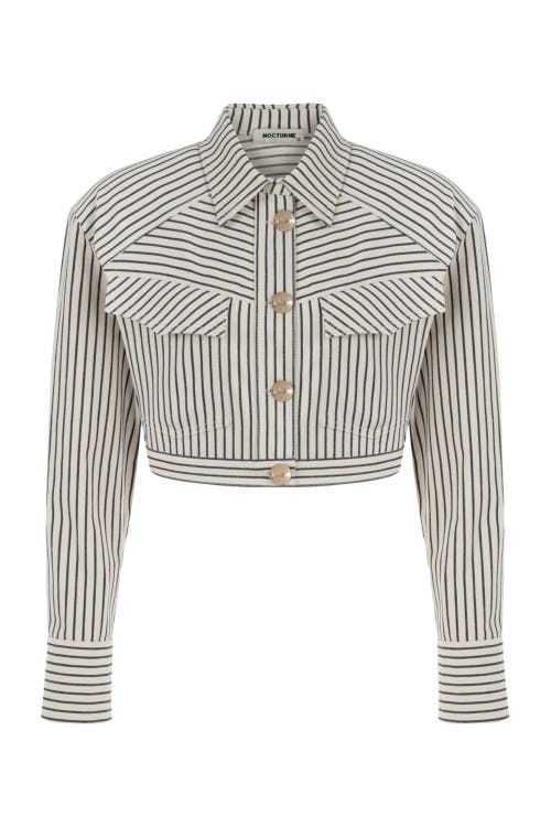 Striped Crop Jacket in Beige