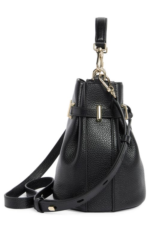 Furla Aura Mini Drawstring Leather Bucket Bag In Nero