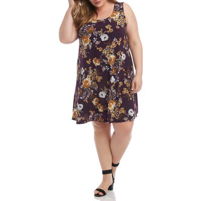 Plus Size Karen Kane Chloe Floral Print Shift Dress, Purple