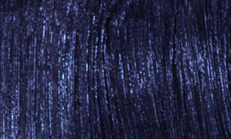 Betsy & Adam Crinkled Metallic Drape Back Gown In Navy/ Royal